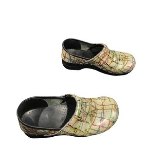 Dansko Women Beige Multicolor Art Leather Clogs 11.5 - 12  Nurse Shoes Mules
